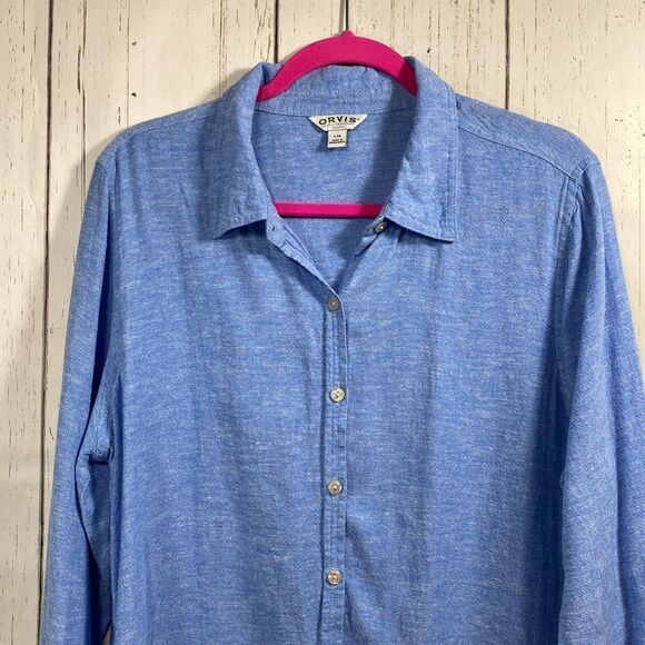 Orvis Womens Button Up Long Sleeve Linen Blend Shirt - Picture 8 of 16